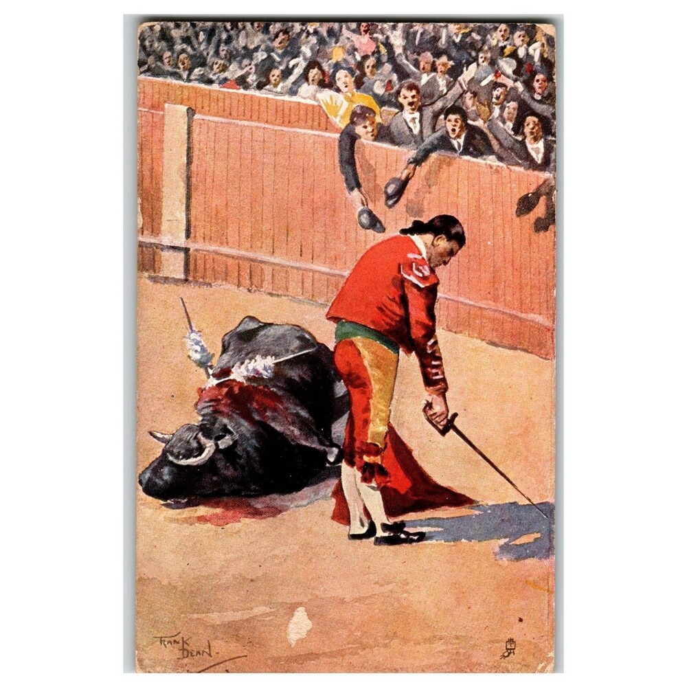 Frank Dean Tuck's Oilette Postcard - Spanish Bullfight "FINIS" - WIDE WIDE WORLD